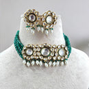 Jewel Addiction Gold Plated Kundan Stone  And Pearls Choker Necklace Set