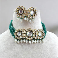 Jewel Addiction Gold Plated Kundan Stone  And Pearls Choker Necklace Set
