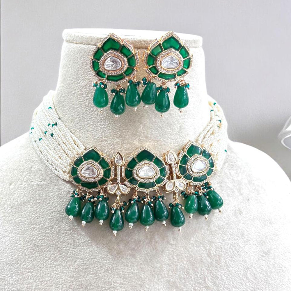 Jewel Addiction Gold Plated Polki Kundan And Pearls Choker Necklace Set