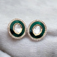 Jewel Addiction Gold Plated Polki Kundan Stone And Meenakari Studs Earrings