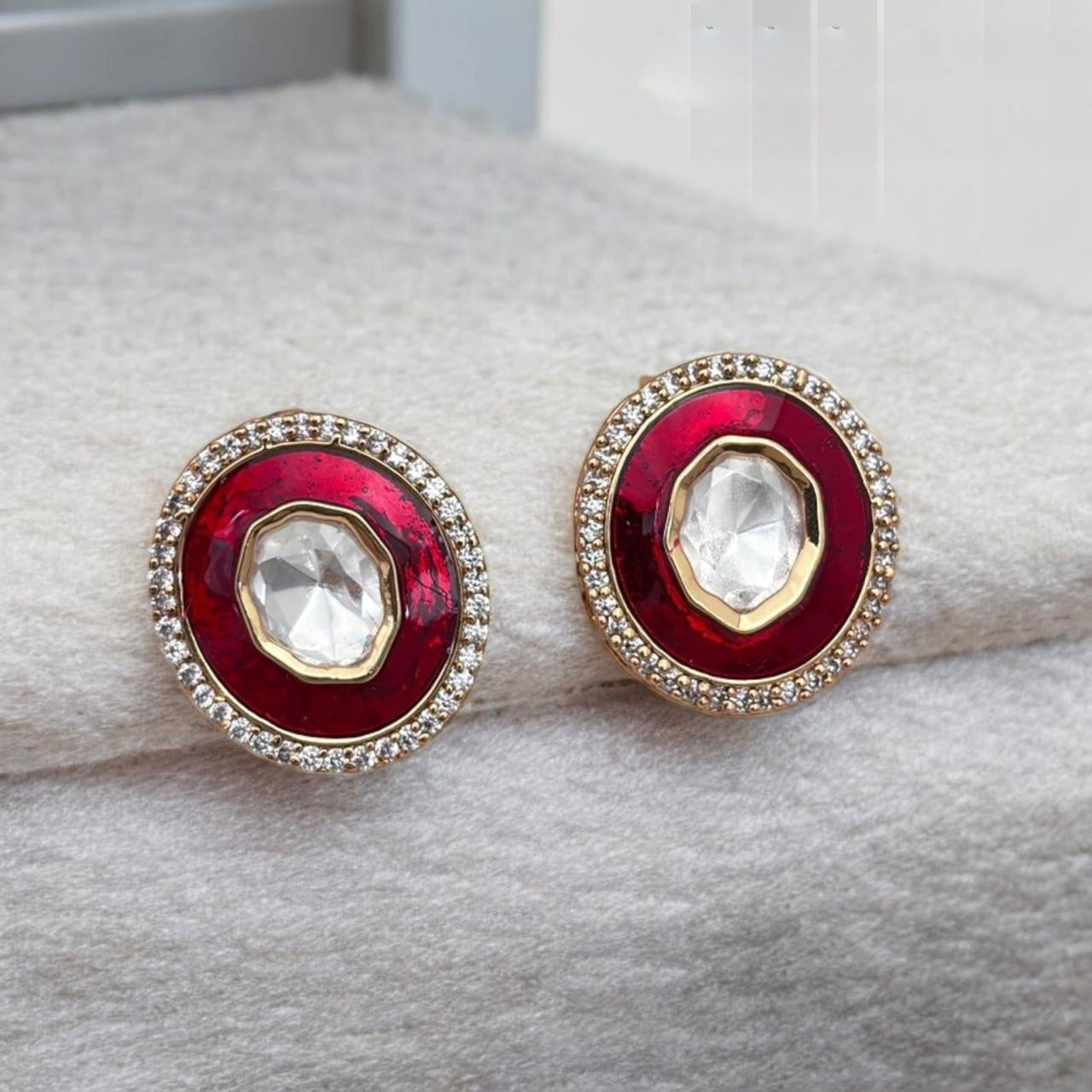 Jewel Addiction Gold Plated Polki Kundan Stone And Meenakari Studs Earrings