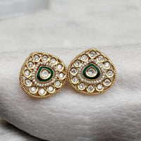 Jewel Addiction Gold Plated Polki Kundan Stone And Meenakari Studs Earrings