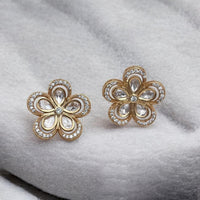 Jewel Addiction Gold Plated Pota Stone And Austrian Stone Studs Earrings