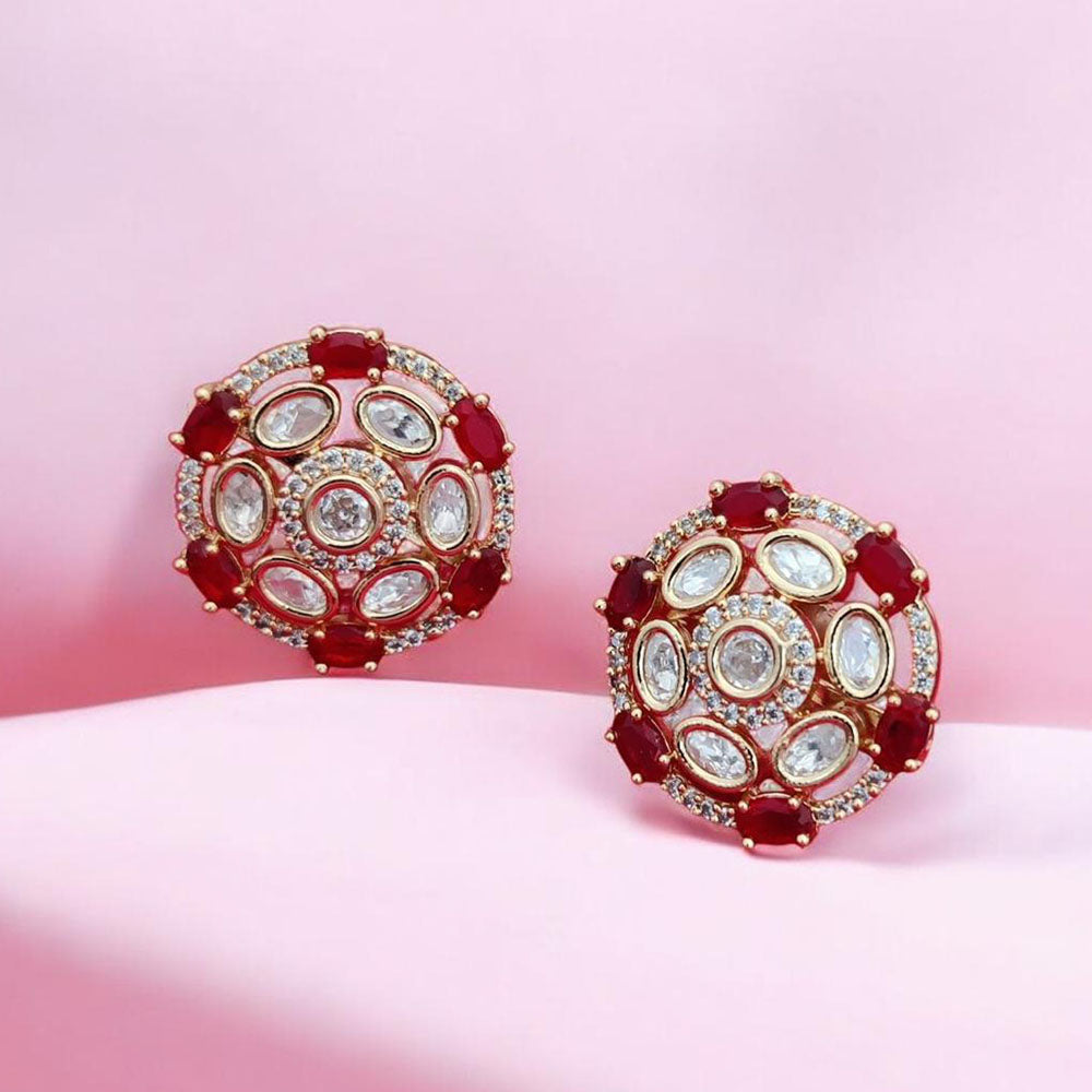 Jewel Addiction Gold Plated Polki Kundan Stone Studs Earrings