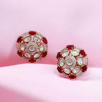 Jewel Addiction Gold Plated Polki Kundan Stone Studs Earrings