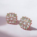 Jewel Addiction Gold Plated Polki Kundan Stone Studs Earrings