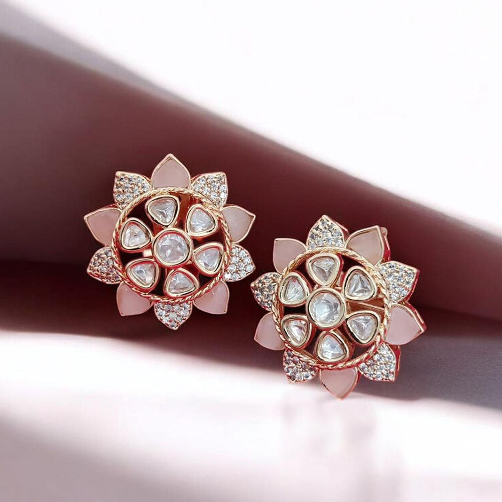 Jewel Addiction Gold Plated Polki Kundan Stone Studs Earrings
