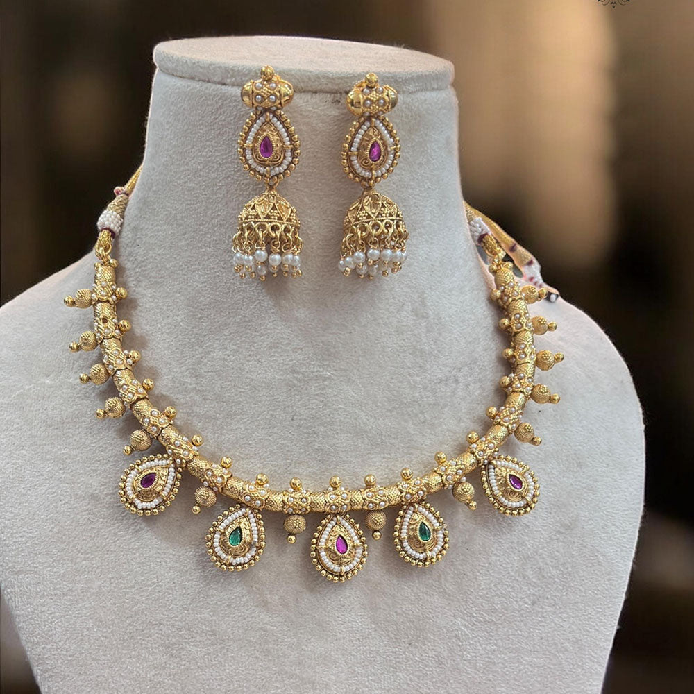 Jewel Addiction Gold Plated Pota And Pearls Necklace Set