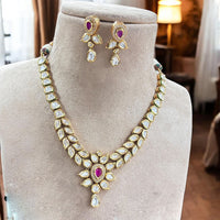 Jewel Addiction Gold Plated Polki Kundan Stone Necklace Set