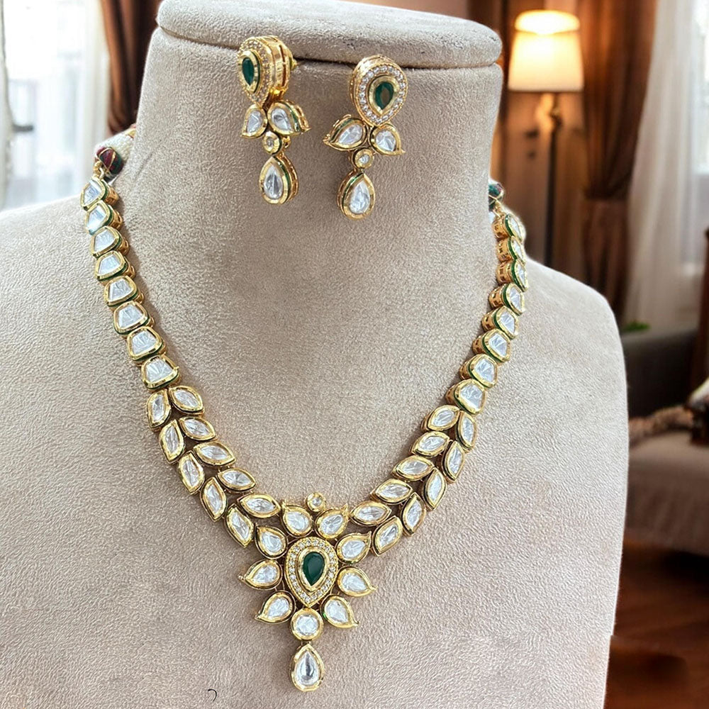 Jewel Addiction Gold Plated Polki Kundan Stone Necklace Set