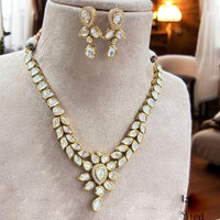 Jewel Addiction Gold Plated Polki Kundan Stone Necklace Set