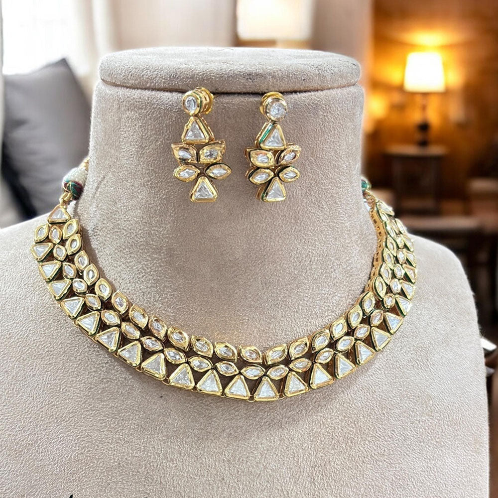 Jewel Addiction Gold Plated Polki Kundan Stone Necklace Set