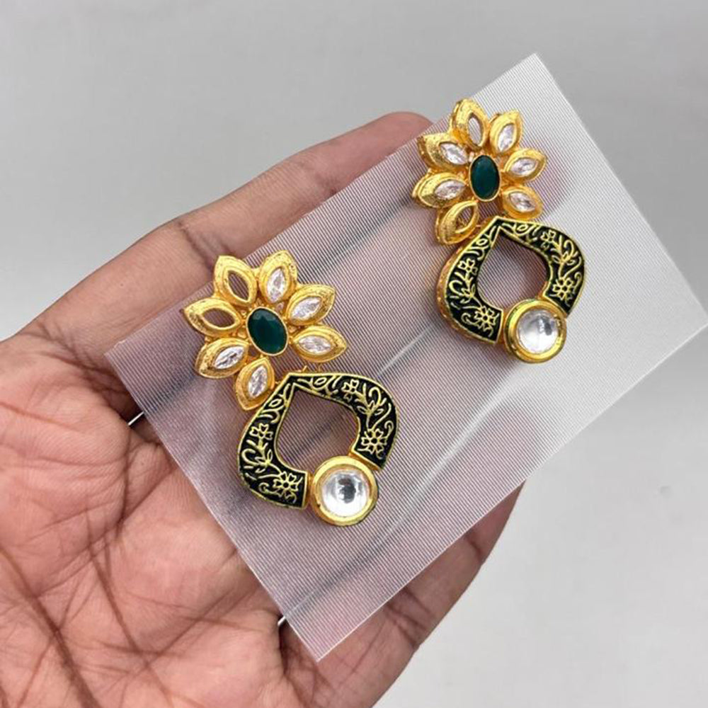 Jewel Addiction Gold Plated kundan Stone Meenakari Dangler Earrings