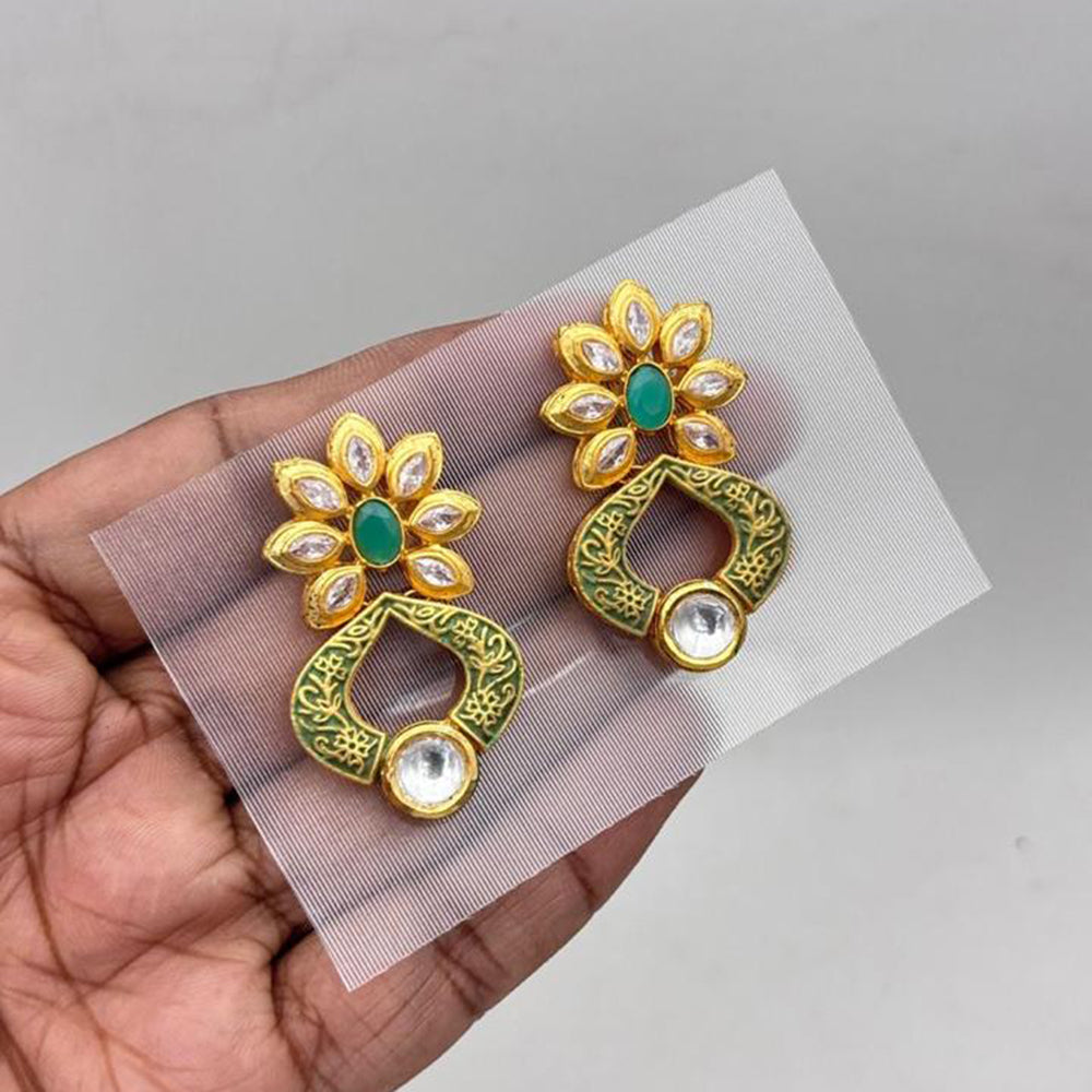 Jewel Addiction Gold Plated kundan Stone Meenakari Dangler Earrings