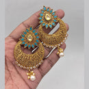 Jewel Addiction Gold Plated Pota Stone And Pearl Dangler Earrings