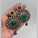 Jewel Addiction Gold Plated Pota Stone And Austrain Stone Meenakari Dangler Earrings