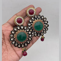 Jewel Addiction Gold Plated Pota Stone And Austrain Stone Meenakari Dangler Earrings
