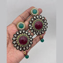 Jewel Addiction Gold Plated Pota Stone And Austrain Stone Meenakari Dangler Earrings