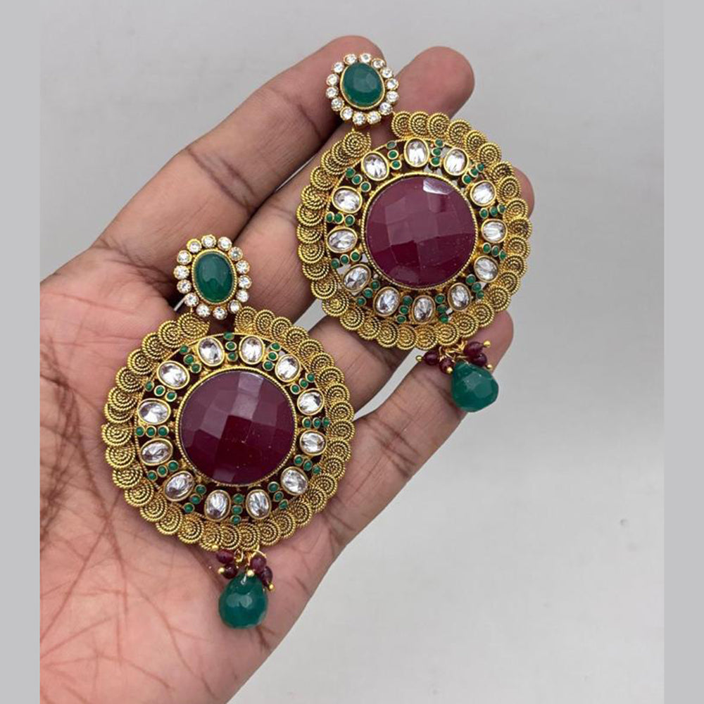 Jewel Addiction Gold Plated Pota Stone And Austrain Stone Meenakari Dangler Earrings