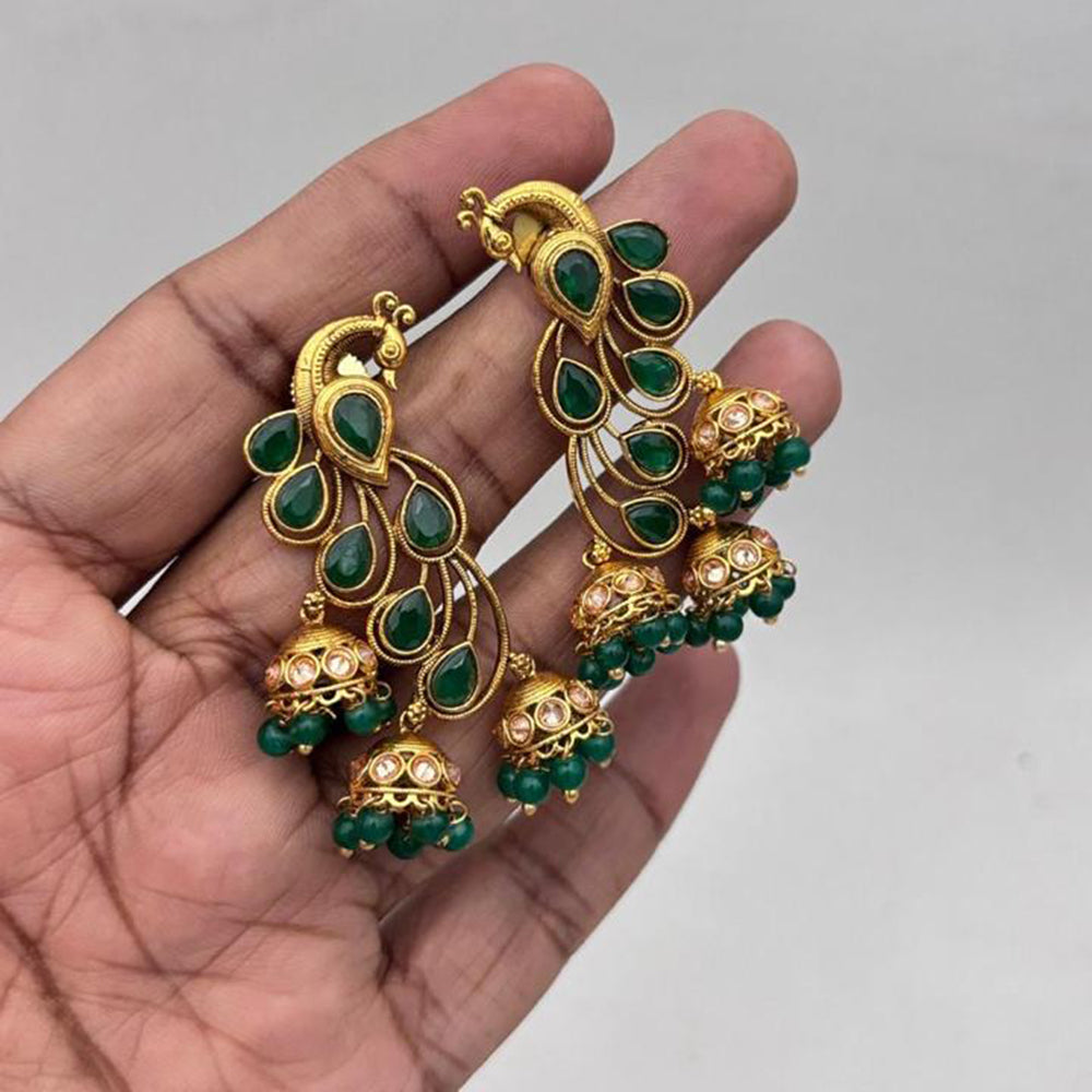 Jewel Addiction Gold Plated Pota Stone Jhumki Earrings