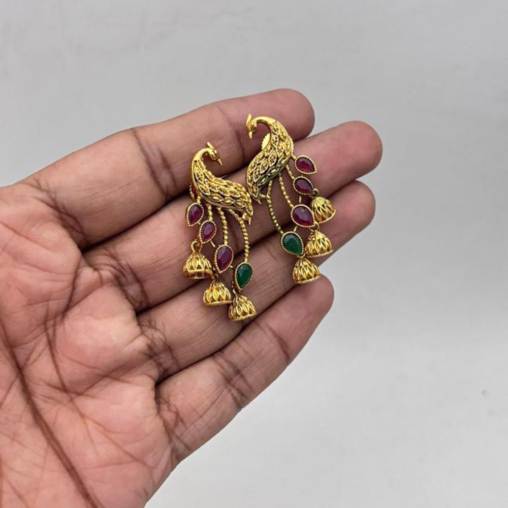 Jewel Addiction Gold Plated Pota Stone Jhumki Earrings