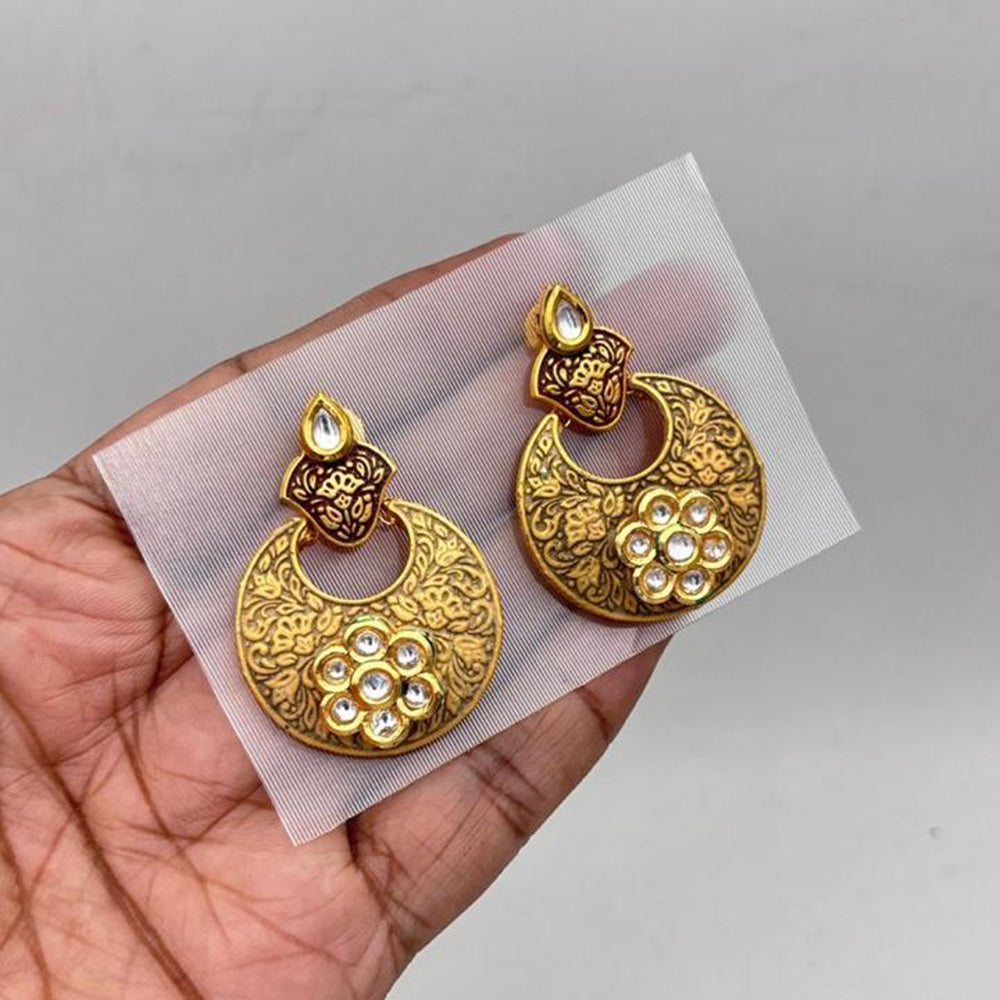 Jewel Addiction Gold Plated Kundan Stone Dangler Earrings