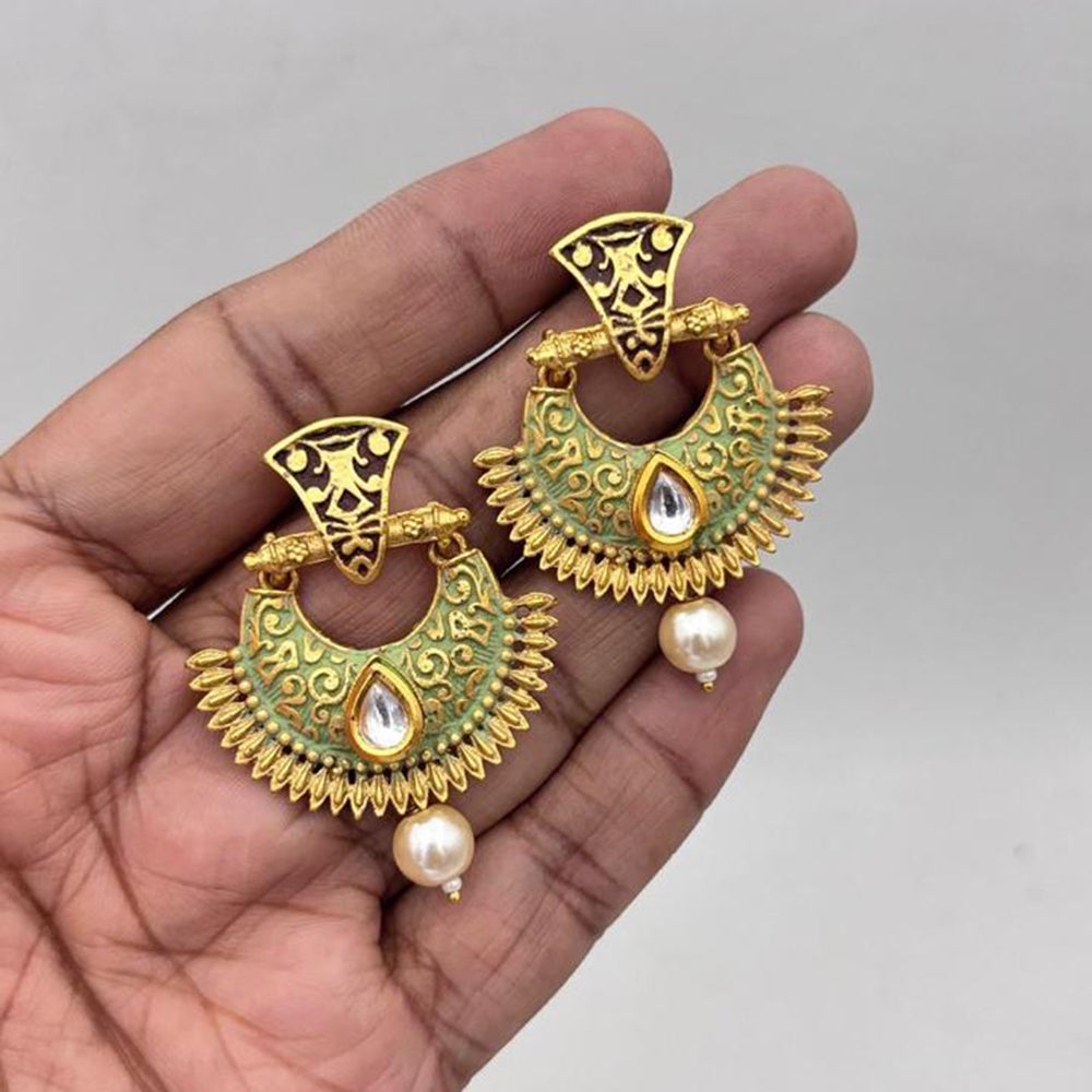 Jewel Addiction Gold Plated Kundan Stone Meenakari Dangler Earrings