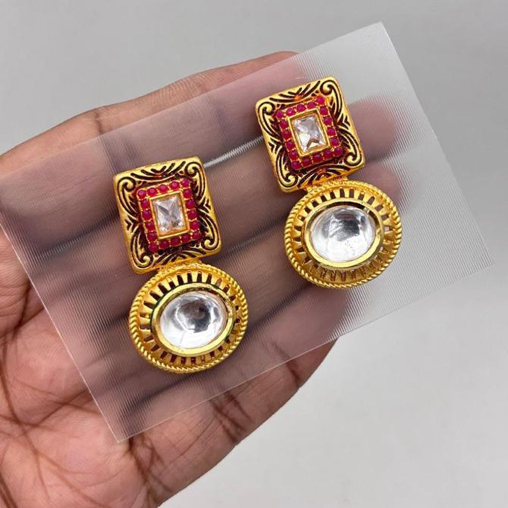 Jewel Addiction Gold Plated Kundan Stone Meenakari Dangler Earrings