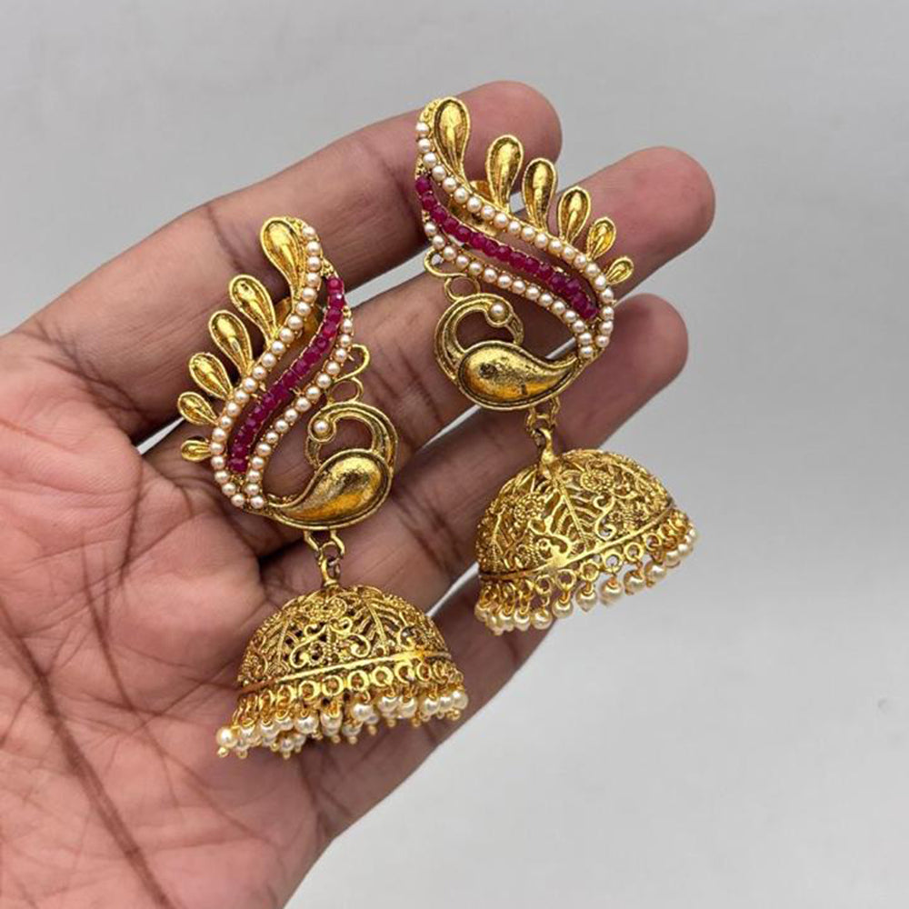 Jewel Addiction Gold Plated  Pearls Jhumki Earrings