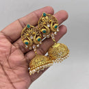 Jewel Addiction Gold Plated Pota Stone And Pearls Jhumki Earrings