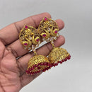 Jewel Addiction Gold Plated Pota Stone And Pearls Jhumki Earrings
