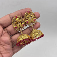 Jewel Addiction Gold Plated Pota Stone And Pearls Jhumki Earrings