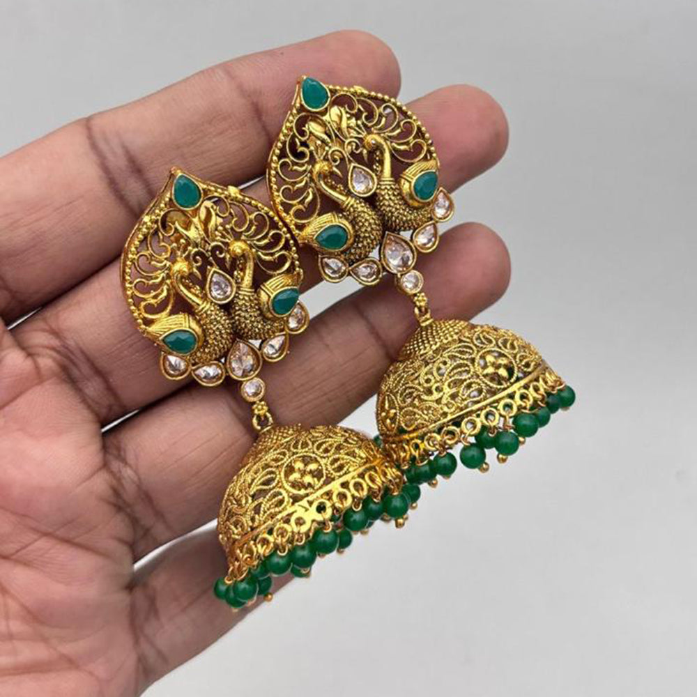 Jewel Addiction Gold Plated Pota Stone And Pearls Jhumki Earrings