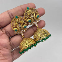 Jewel Addiction Gold Plated Pota Stone And Pearls Jhumki Earrings