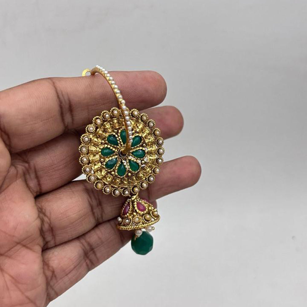 Jewel Addiction Gold Plated Pota Stone And  Pearls Jhumki Earrings