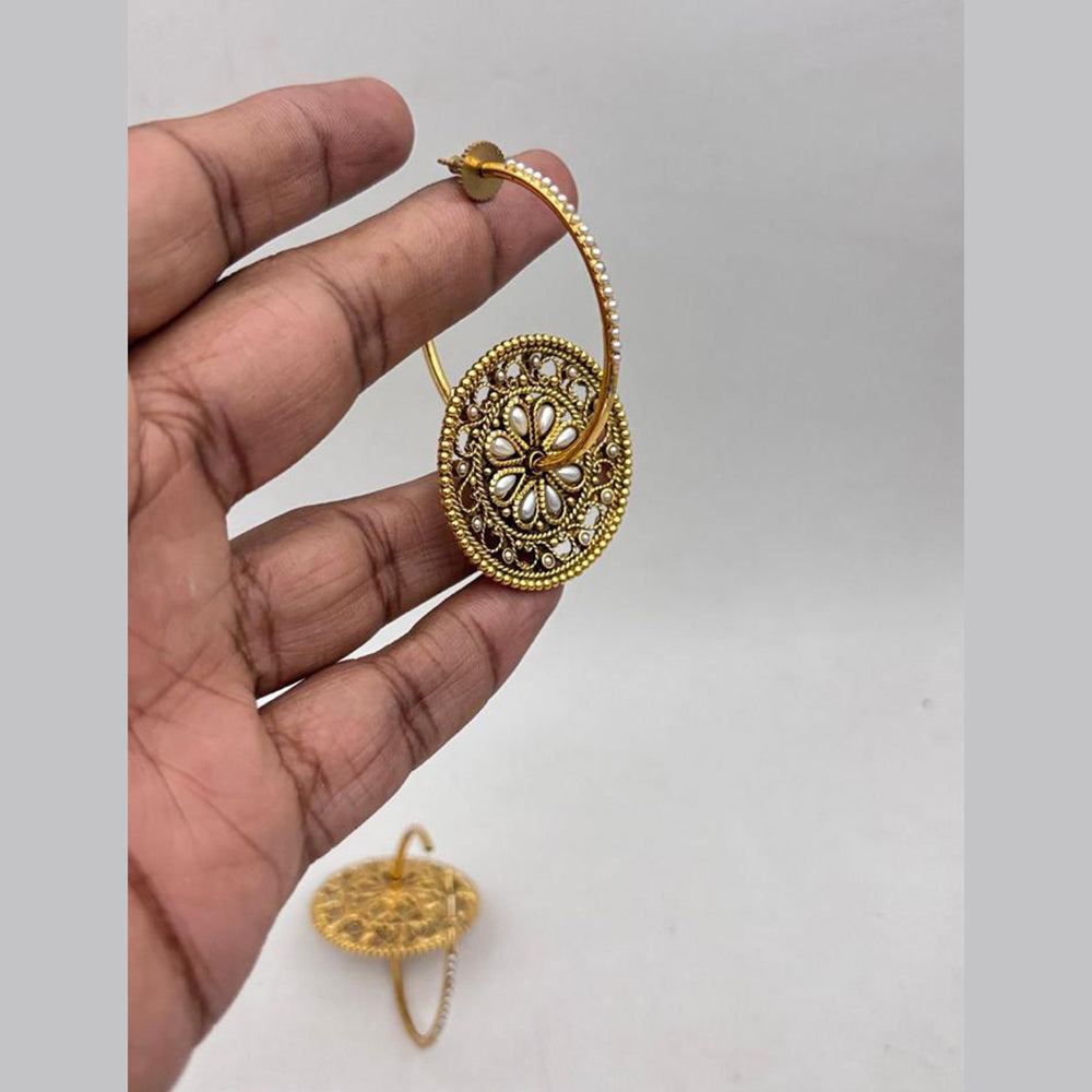 Jewel Addiction Gold Plated Pota And Pearl Dangler Earrings