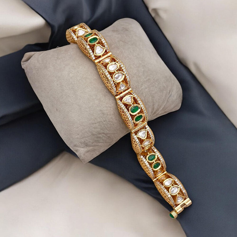 Jewel Addiction Copper Gold Polki Kundan Openable Bracelet