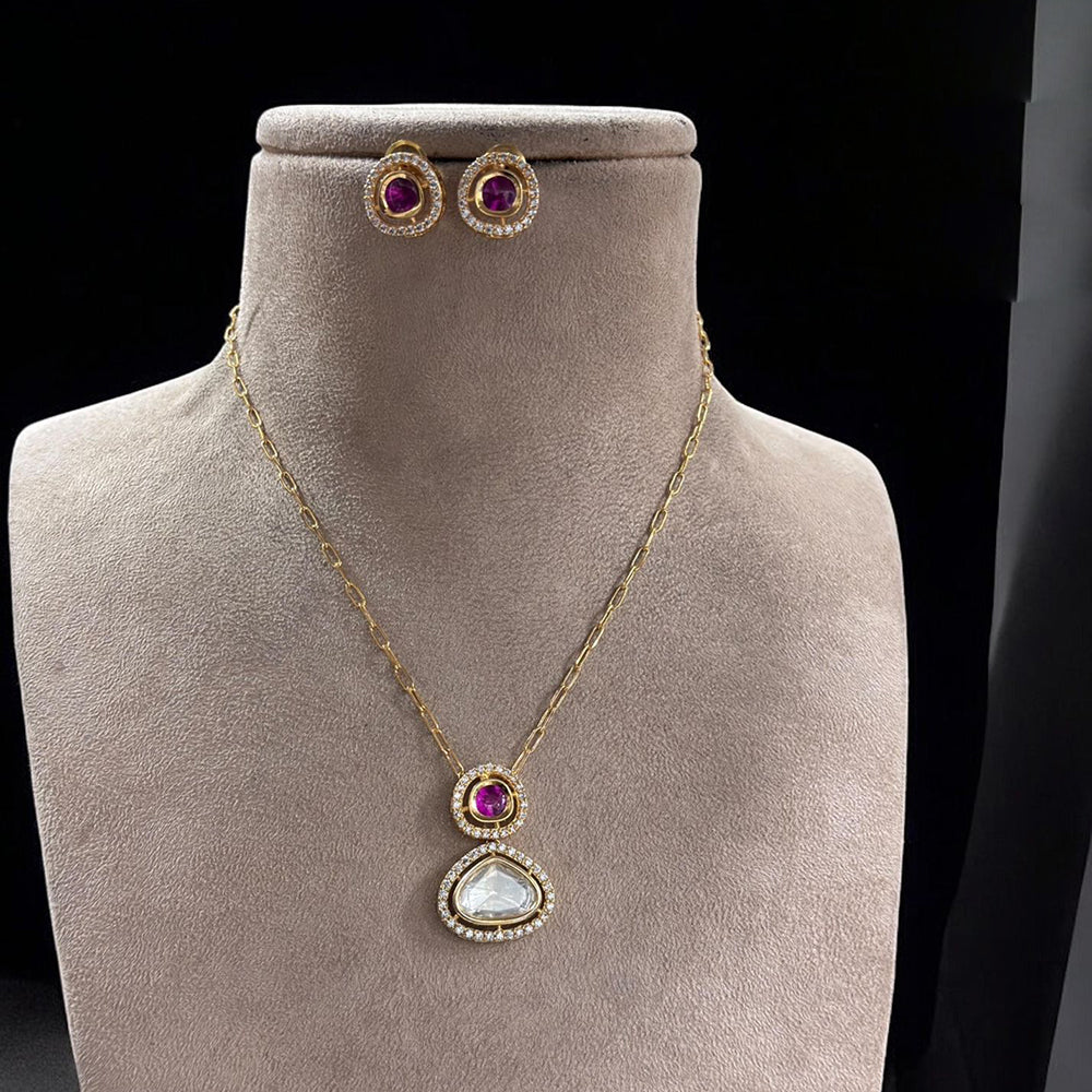 Jewel Addiction Gold Plated Polki Kundan Necklace Set