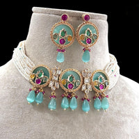 Jewel Addiction Pota Stone Pearl And Beads Choker Necklace Set