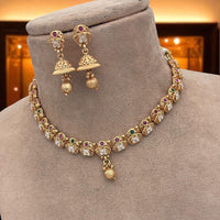 Jewel Addiction Traditional Pota Stone And Pearl Meenakari Choker Necklace Set