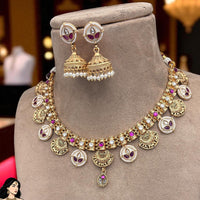 Jewel Addiction Copper Finish Pota Stone Necklace Set