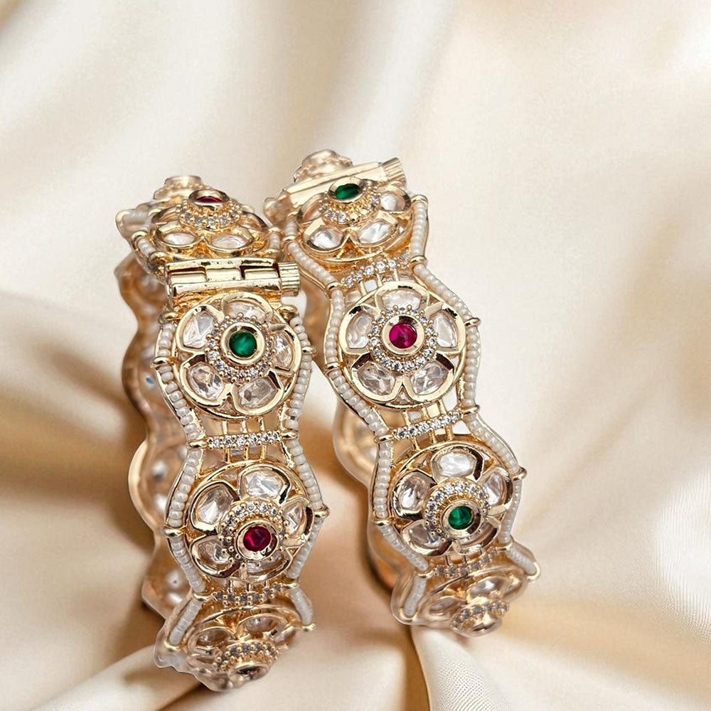 Jewel Addiction Wedding Glow Openable Bangles With Polki Kundan Touch