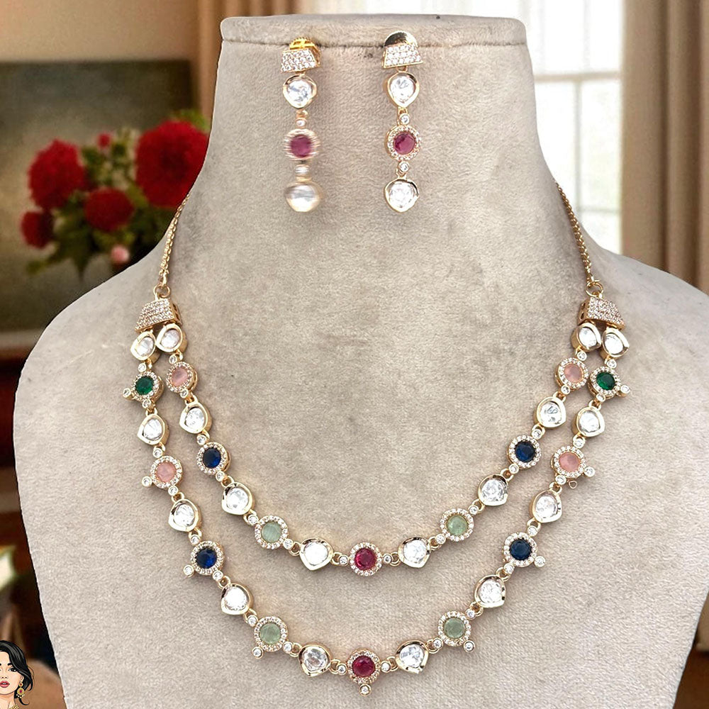 Jewel Addiction Traditional Ensemble Pota And Polki Kundan Stone Necklace Set