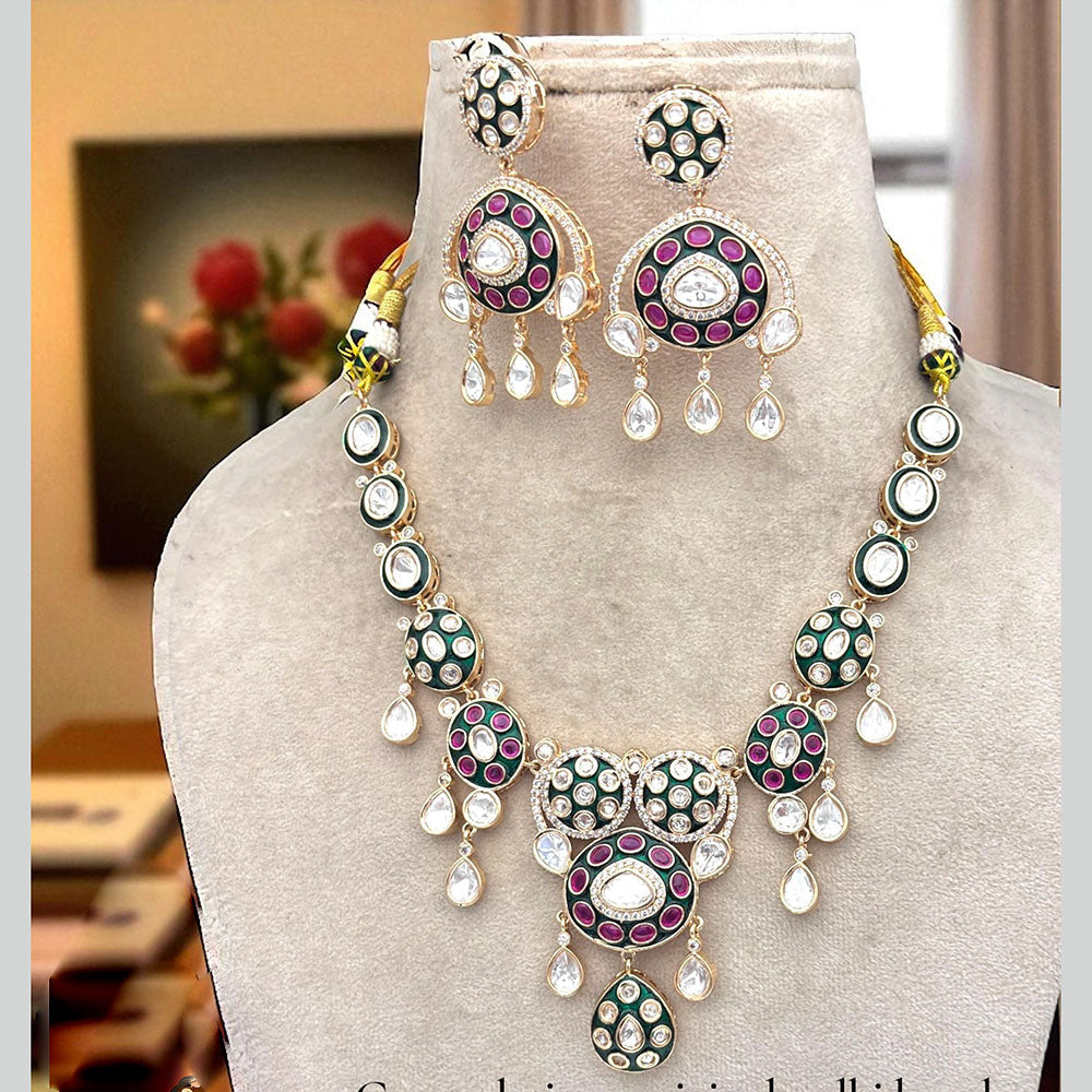 Jewel Addiction Royal Polki Kundan Stone And Pota Long Necklace Set