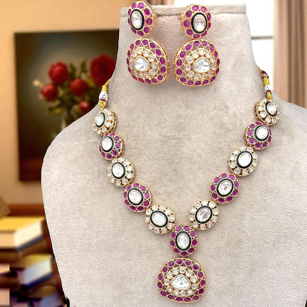 Jewel Addiction Royal Polki Kundan Stone And Pota Meenakari Long Necklace Set