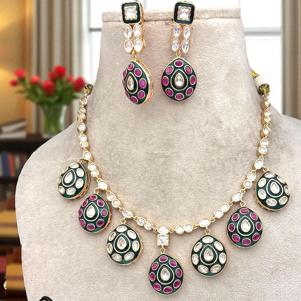 Jewel Addiction Royal Polki Kundan Stone And Pota Long Necklace Set