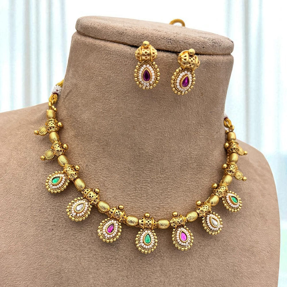 Jewel Addiction Ethnic Elegance Pota Stone And Pearl Necklace Set