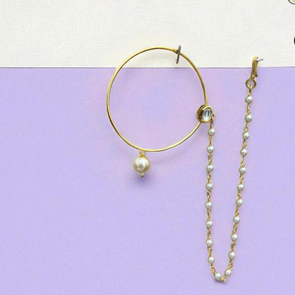 Jewel Addiction Anthic Kundan and Pearl Nath Nose Ring for Women & Girls