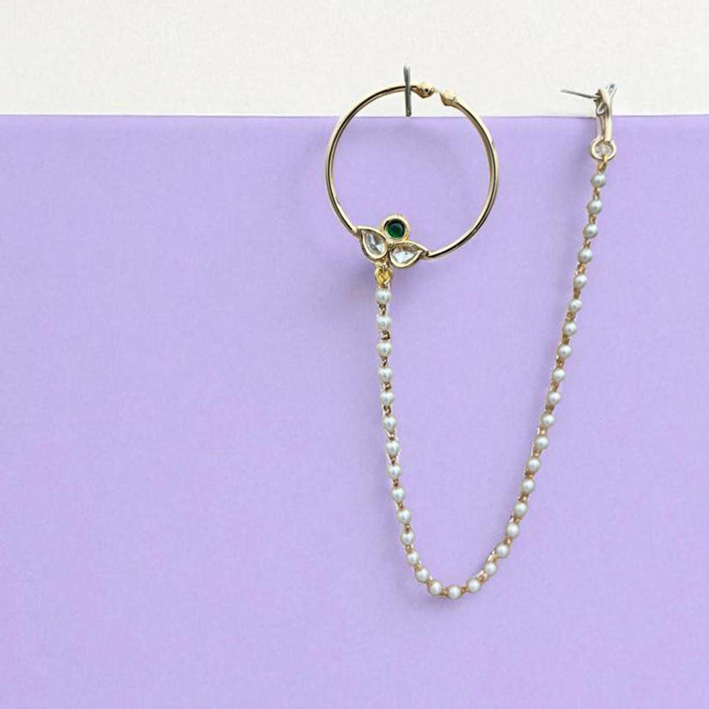 Jewel Addiction Anthic Kundan and Pearl Nath Nose Ring for Women & Girls