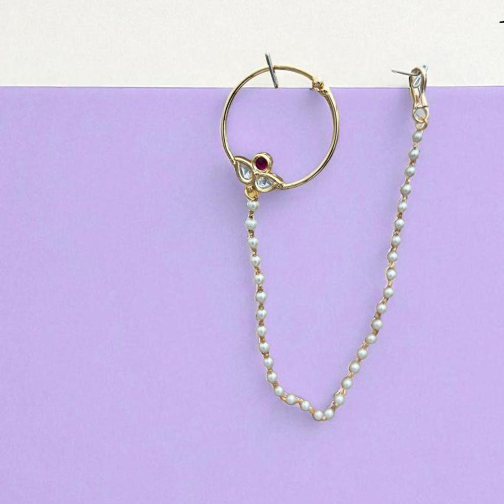 Jewel Addiction Anthic Kundan and Pearl Nath Nose Ring for Women & Girls